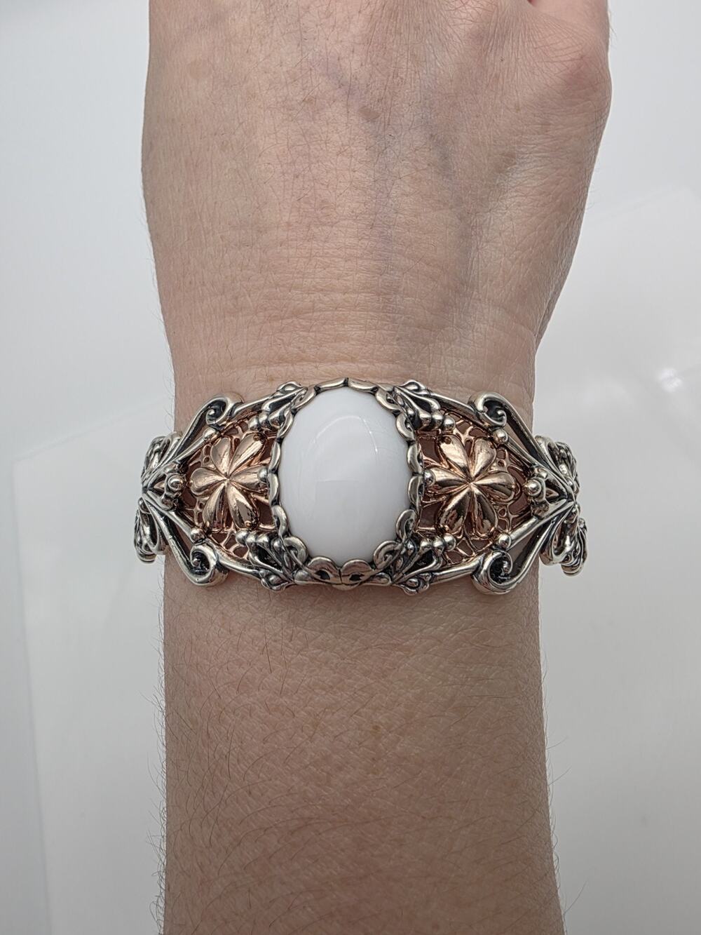 Carolyn Pollack Relios Sterling Silver & Copper Cuff Bracelet 7 Inch